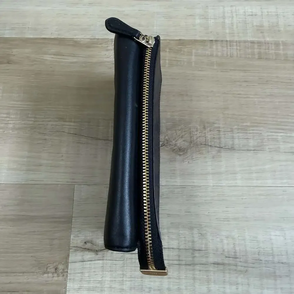Coach Signature Coated Canvas and Leather Foldover Clutch Wallet